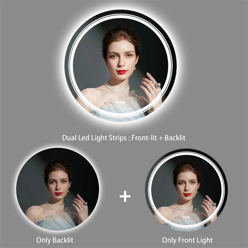 Sleek LED bathroom mirror with smart touchscreen technology