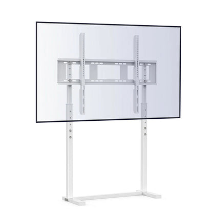 Adjustable white TV floor stand for large flat screen TVs
