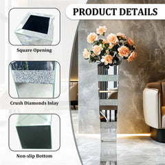 Elegant Standing Vase with Crushed Diamond and Mirror Look