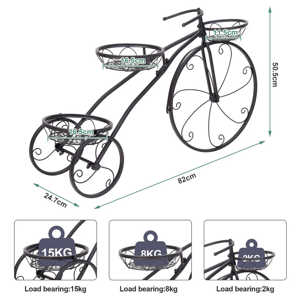 Metal Bicycle Flower Pot Stand for Patio & Garden