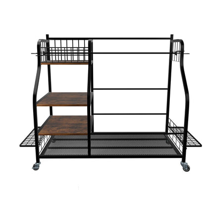 Spacious mobile golf bag rack for easy storage