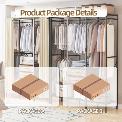 Fin Xxl Heavy Duty Wardrobe With 2 Drawers Bedroom Storage Hanging Bar Clothes Rail