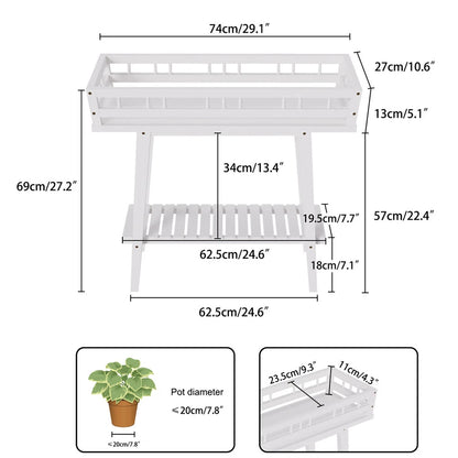 2 Tier Decorative Plant Stand & Accent Table Indoor/Outdoor Flower Display Shelf for Living Room, Balcony, or Patio
