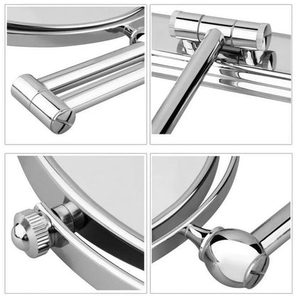 Double sided chrome wall mirror for grooming and makeup