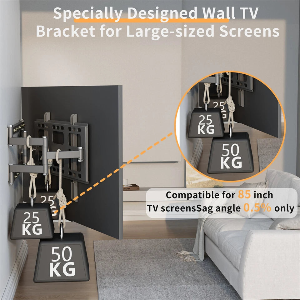 Heavy-duty TV wall mount with extendable articulating arm