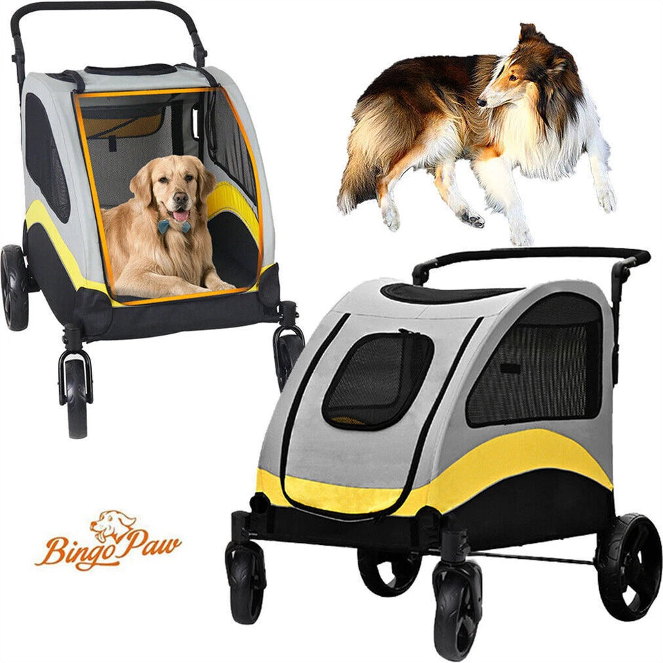 Shock-Absorbing Foldable Dog Stroller for XL XXL Dogs(XL)