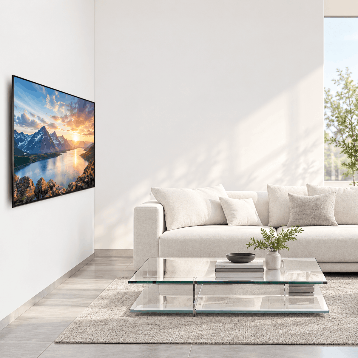 Close up of the tilt lever, pivot and slotted holes on the arm of a black tilting TV wall mount